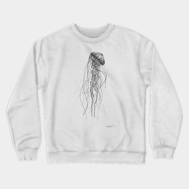 Jellyfish - Original Pen and Ink Artwork Crewneck Sweatshirt by InletGoodsCo